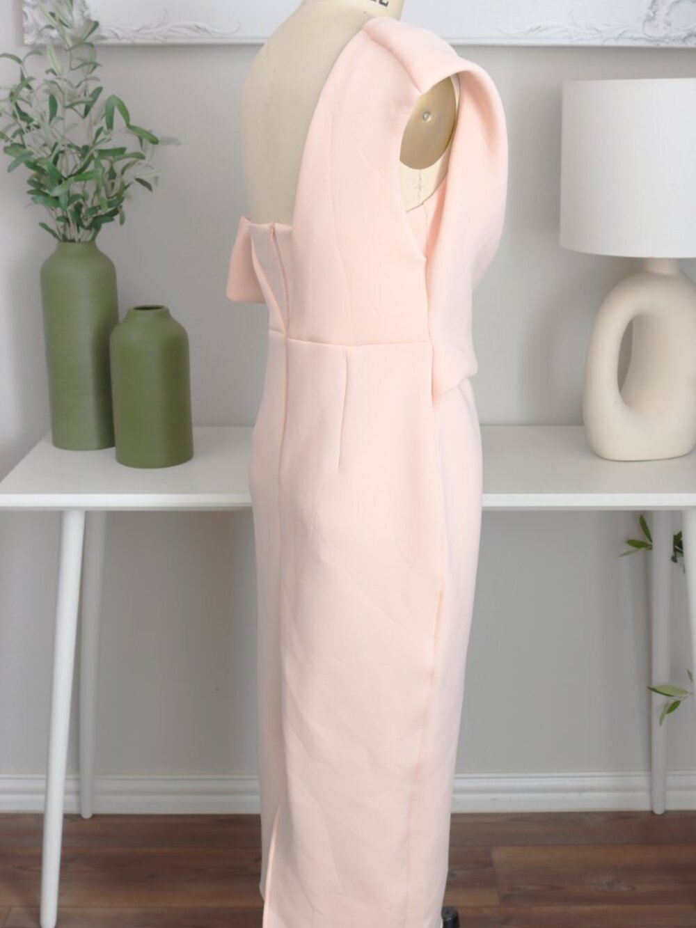 ASOS NEOPRENE One Shoulder Asymmetrical Dress - PEACH! - Picture 3 of 5